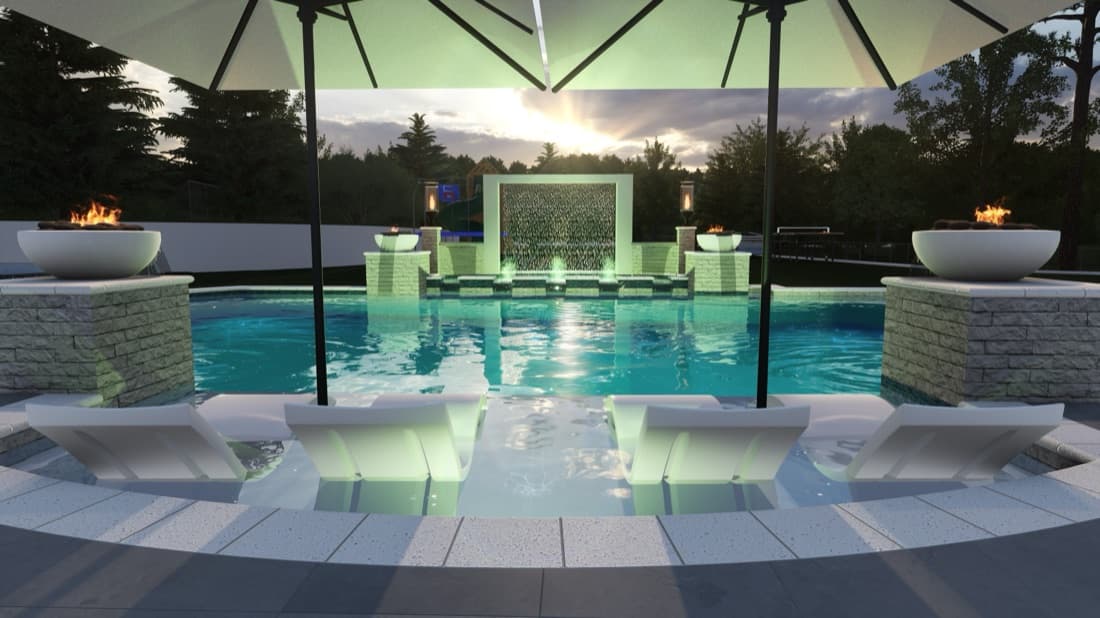 3D rendering of a custom pool design by DIY Pools & Spas